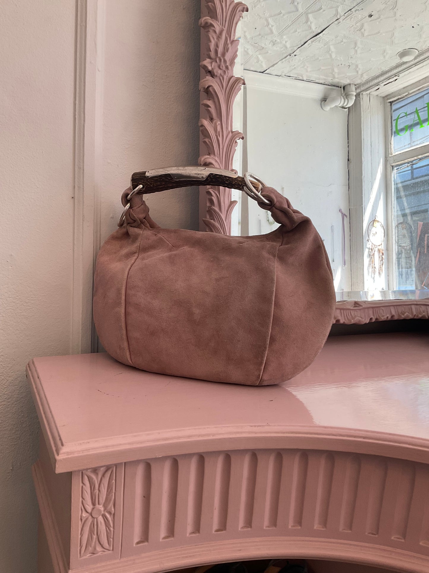 YSL Mombasa Bag in Pink Suede