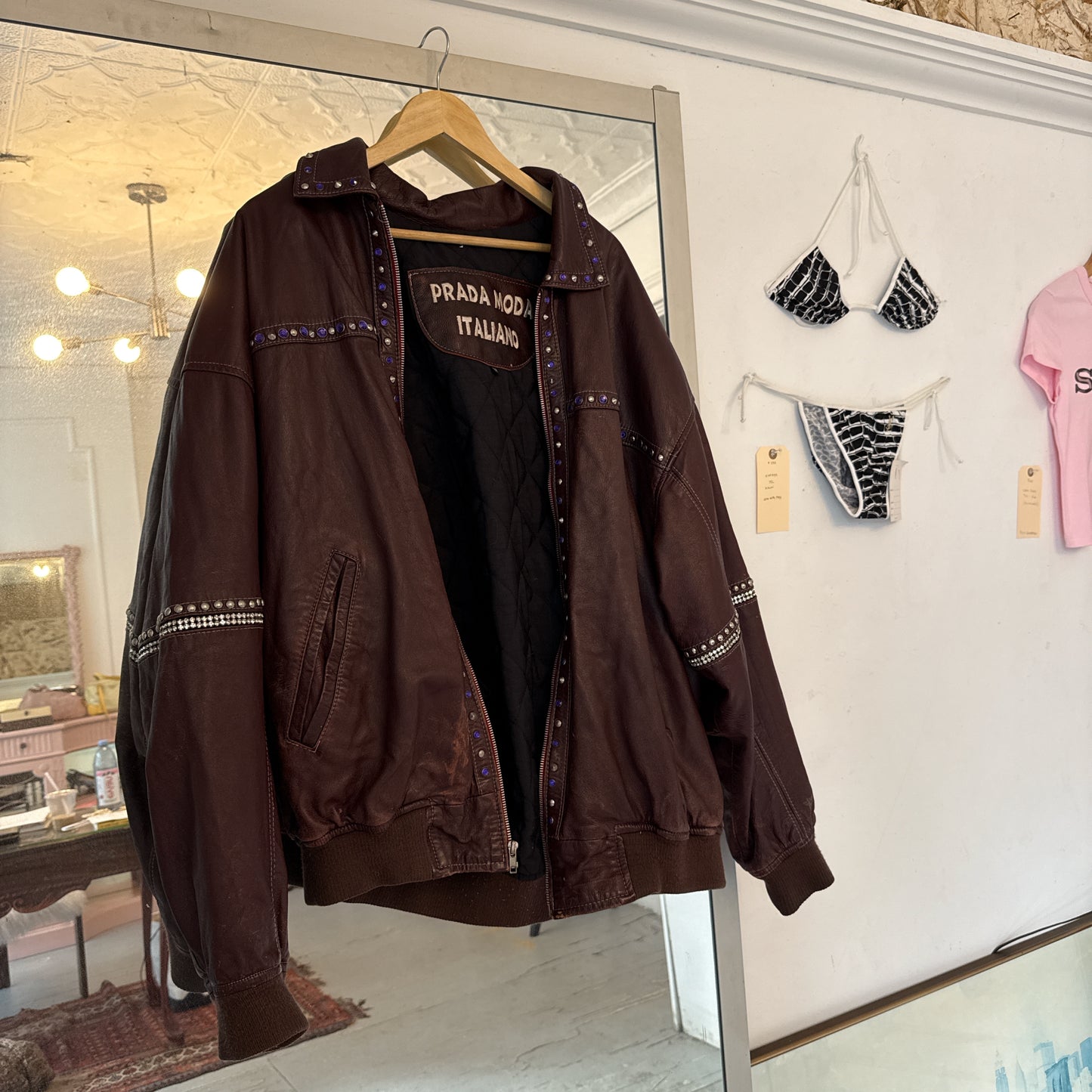 Vintage Prada Leather Bomber Jacket