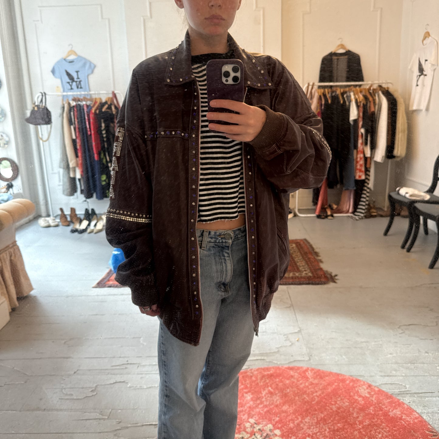 Vintage Prada Leather Bomber Jacket