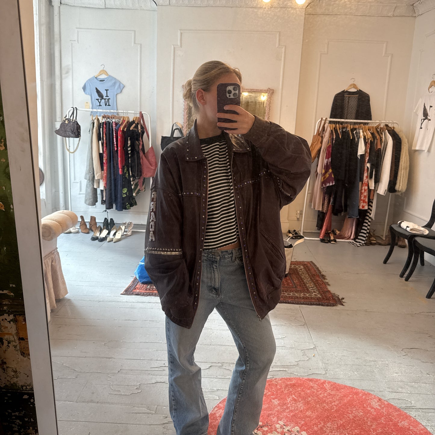 Vintage Prada Leather Bomber Jacket